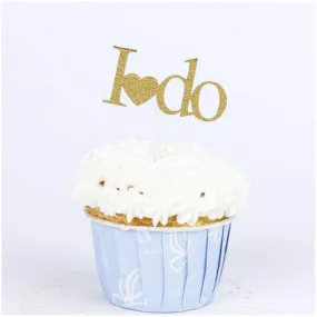 Gold Letter Mini "I Do" with Heart, Pack of 10 Cupcake Toppers