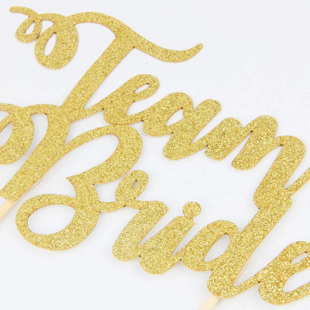 Gold Letters "Team Bride", Pack of 1 Cake Topper