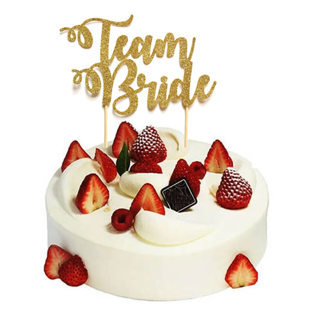 Gold Letters "Team Bride", Pack of 1 Cake Topper