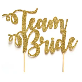 Gold Letters "Team Bride", Pack of 1 Cake Topper