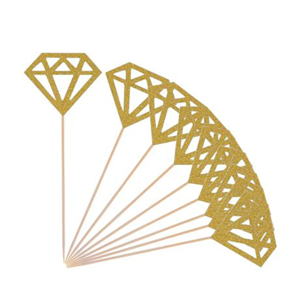 Gold Mini "Diamonds", Pack of 10 Cupcake Toppers