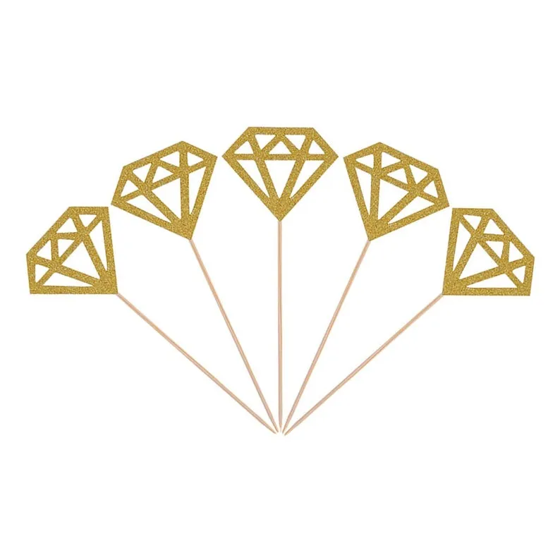 Gold Mini "Diamonds", Pack of 10 Cupcake Toppers