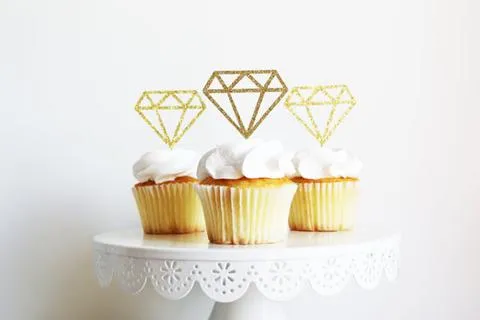 Gold Mini "Diamonds", Pack of 10 Cupcake Toppers