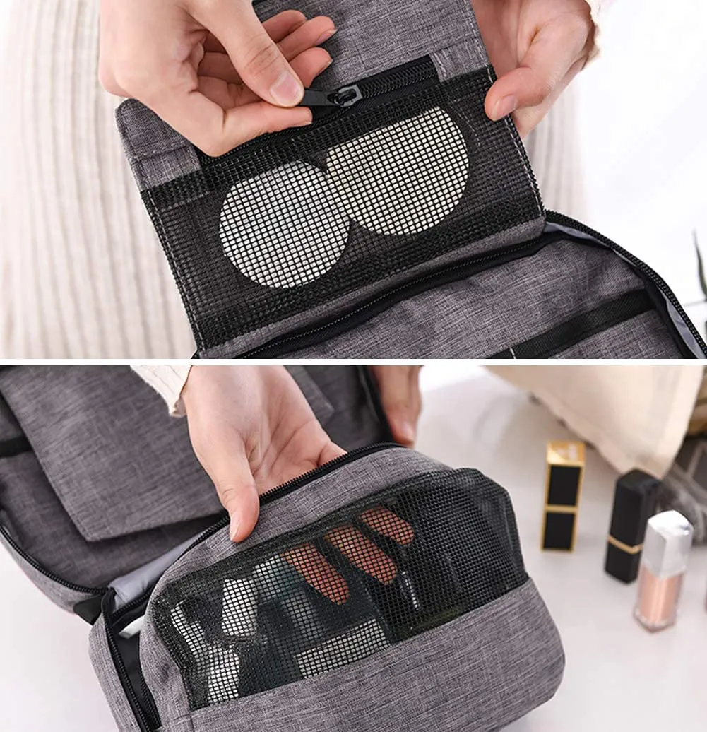 Hanging Toiletry Bag Portable Travel Bag with Hanging Hook, Toiletry Organizer Wash Bag Hanging Dopp Kit Shaving Kit Water-Resistant Makeup Cosmetic Bag Organizer for Accessories, Women Men and Kids