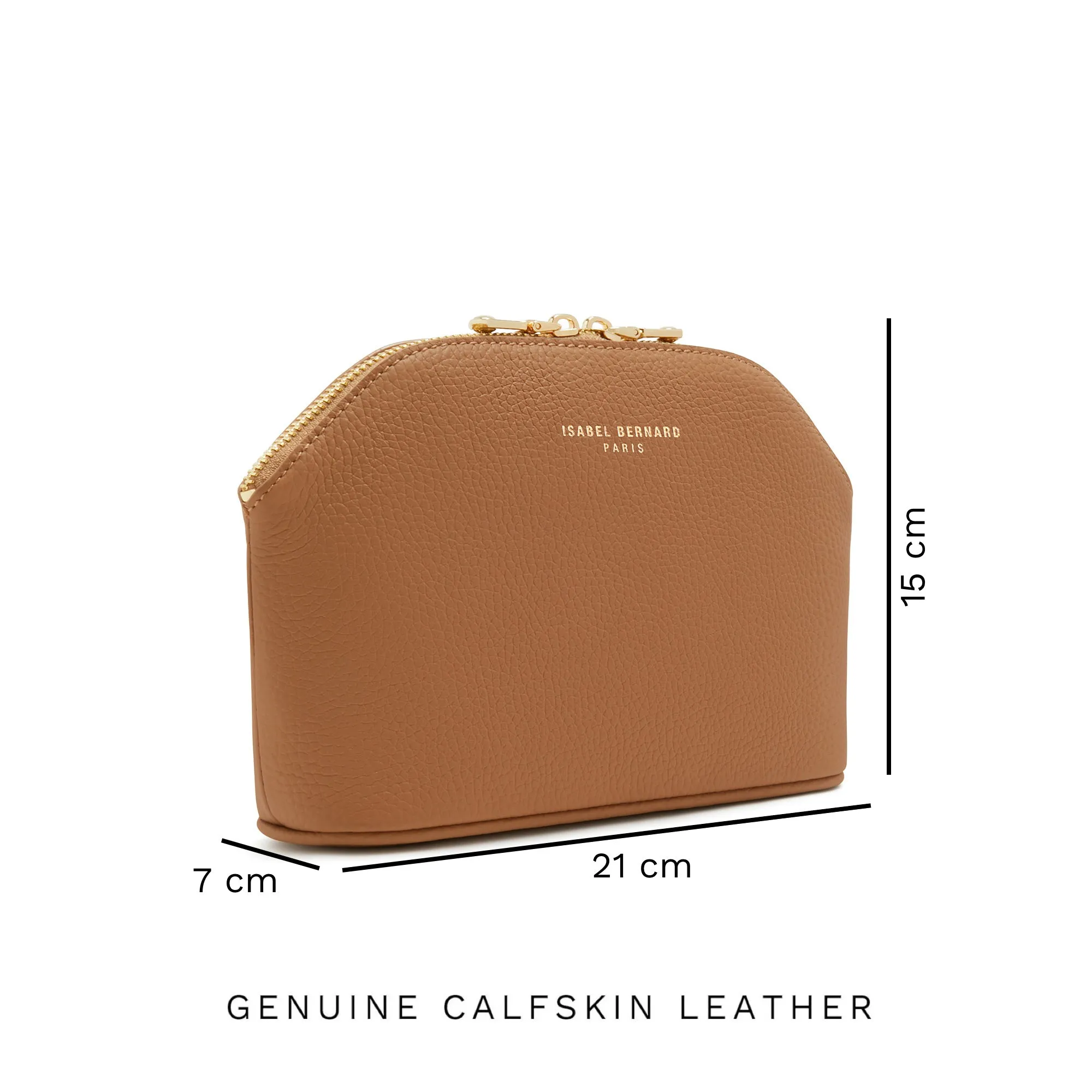 Honoré Brunelle camel calfskin leather toiletry bag