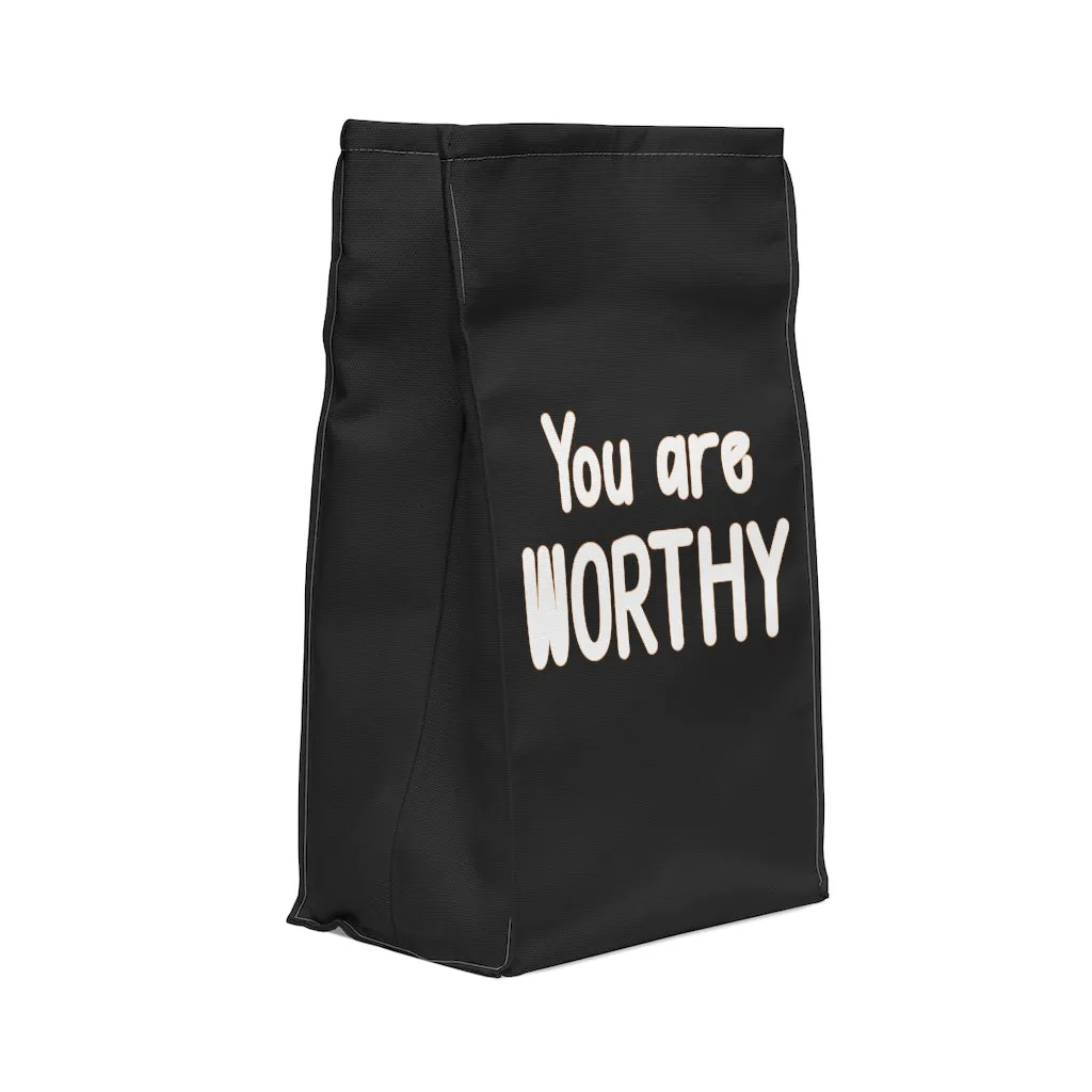 IAC  Home & Livings-Kitchen Accessories  / Kitchen Accessories / Polyester Lunch Bag / I am worthy white with orange