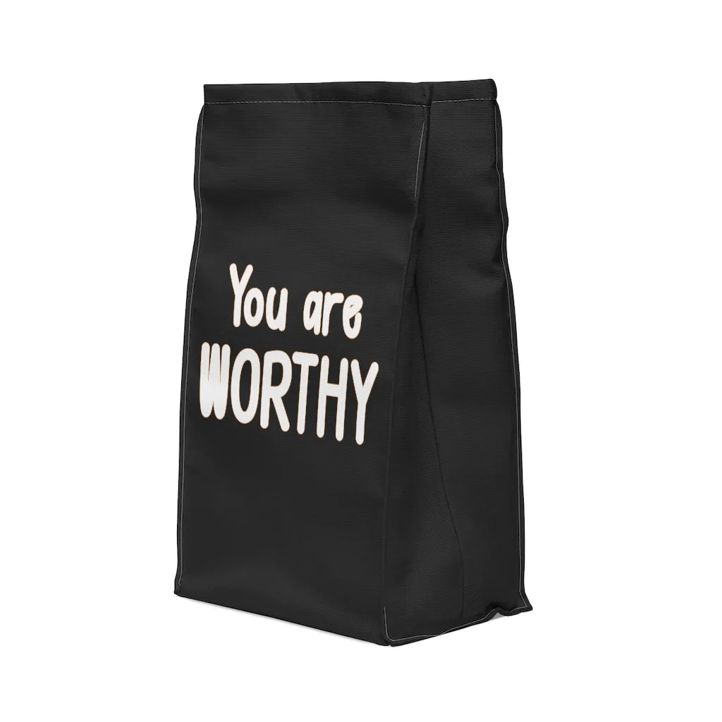 IAC  Home & Livings-Kitchen Accessories  / Kitchen Accessories / Polyester Lunch Bag / I am worthy white with orange