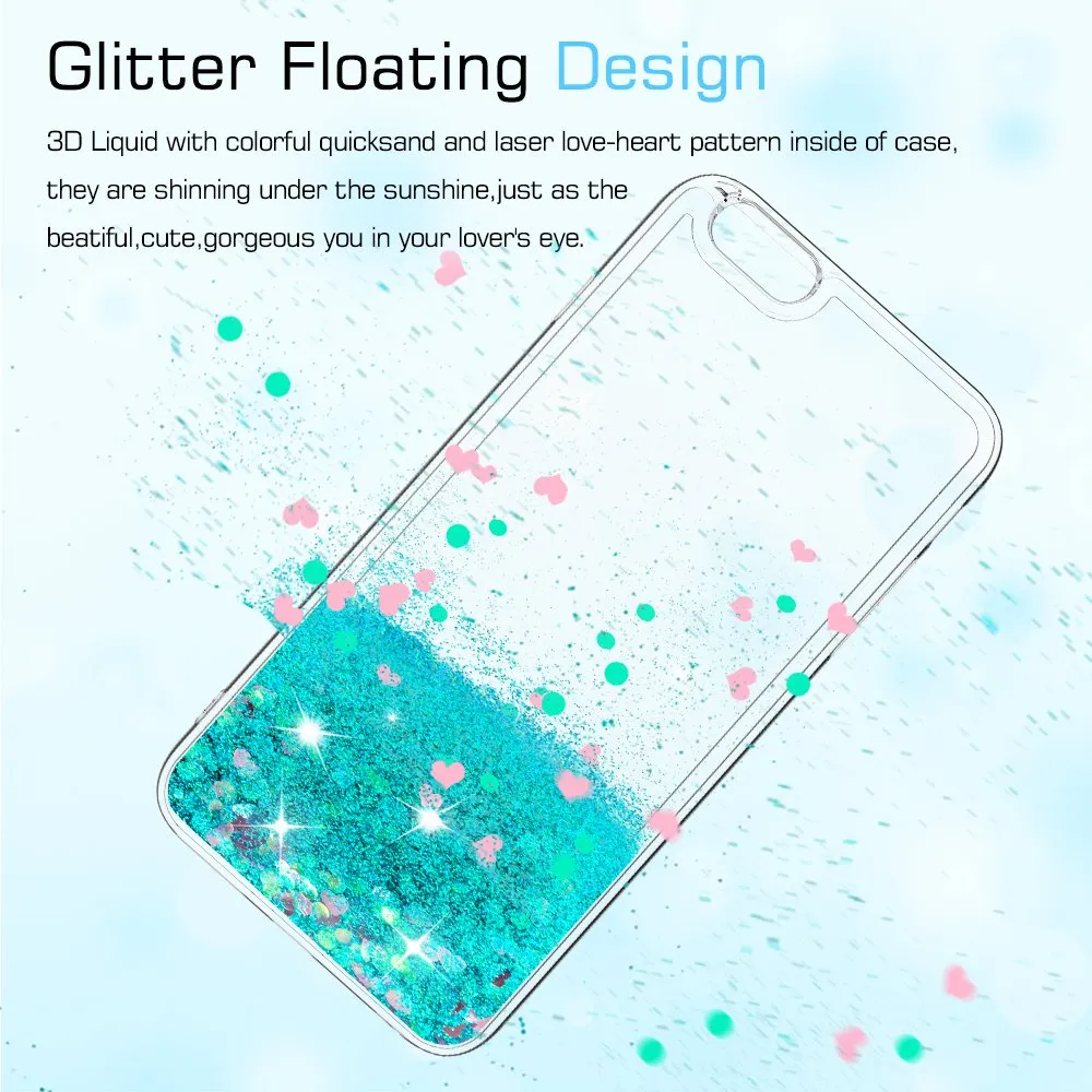 iPhone 8 Plus Case, iPhone 7 Plus Case, iPhone 6 Plus Clear Glitter Case with Tempered Glass Screen Protector [2 Pack] for Girls , LeYi Phone Case