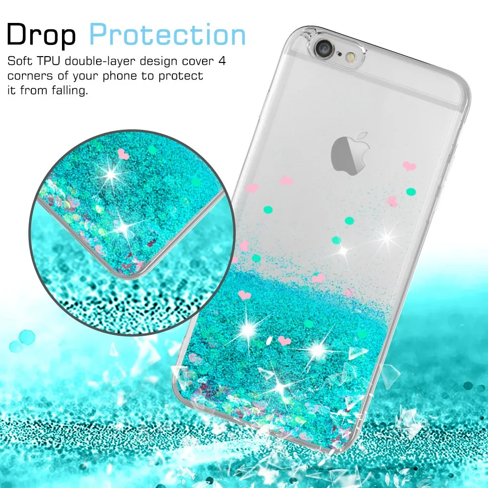 iPhone 8 Plus Case, iPhone 7 Plus Case, iPhone 6 Plus Clear Glitter Case with Tempered Glass Screen Protector [2 Pack] for Girls , LeYi Phone Case