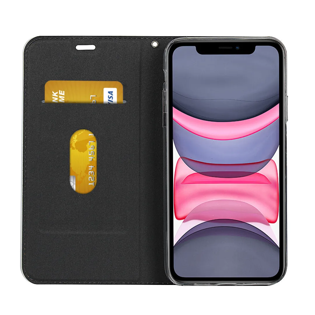 iPhone7 Plus/8 Plus Black Leather Shockproof phone case for card slot wallet