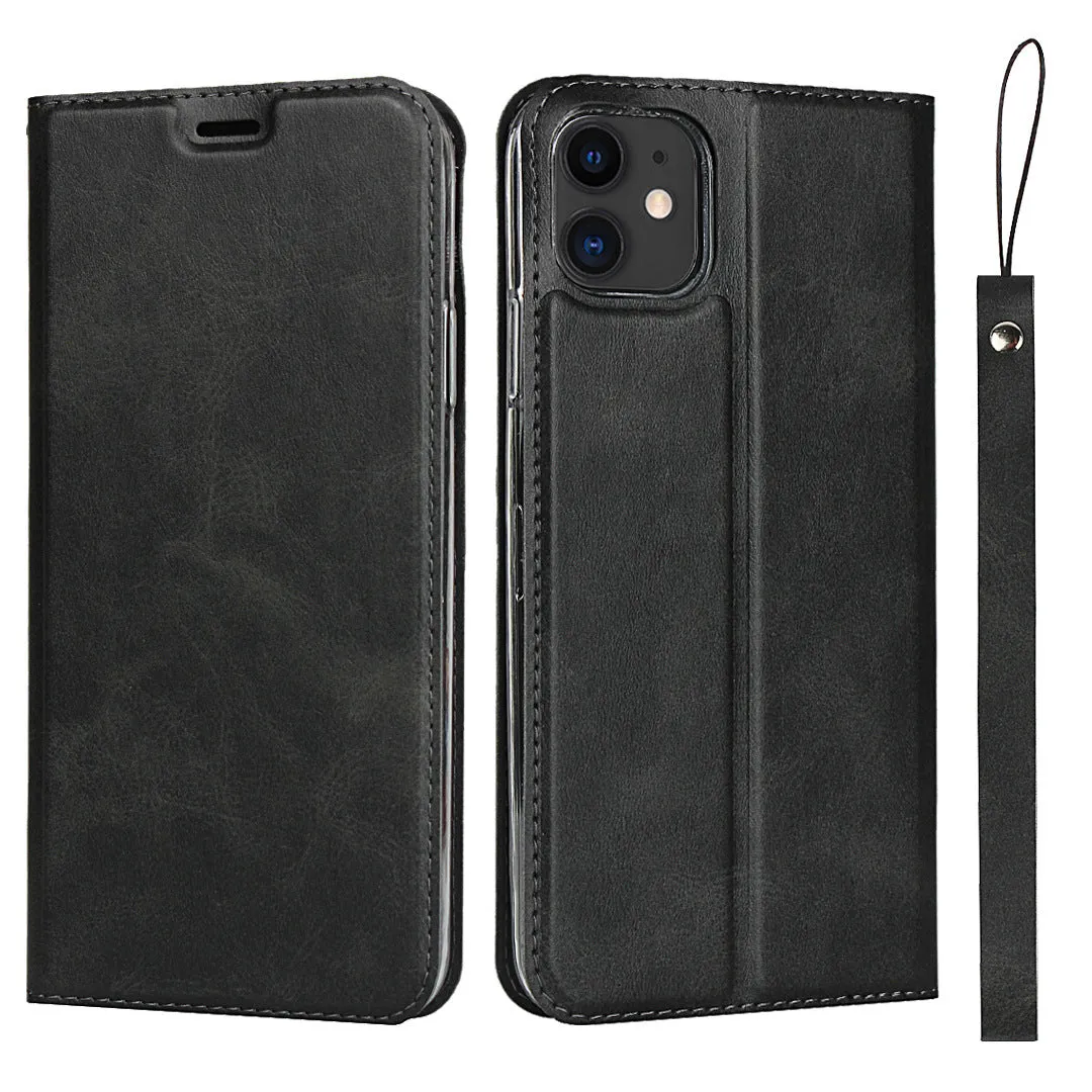 iPhone7 Plus/8 Plus Black Leather Shockproof phone case for card slot wallet