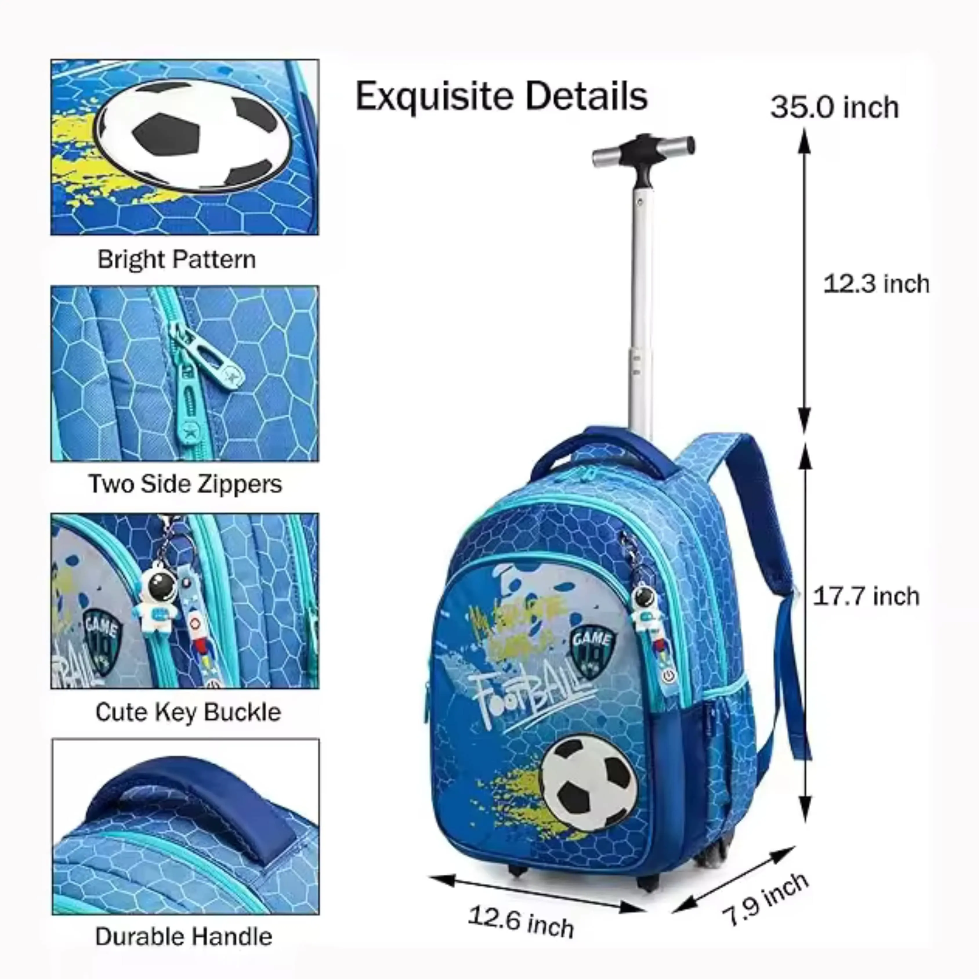 JASMINESTAR - Football 3 in 1 Trolley Schoolbag