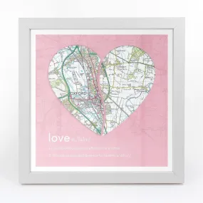 Joined Map Heart – Personalised Dictionary Definition Map Art - Love