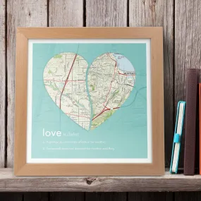 Joined Map Heart – Personalized Dictionary Definition Map Art - Love