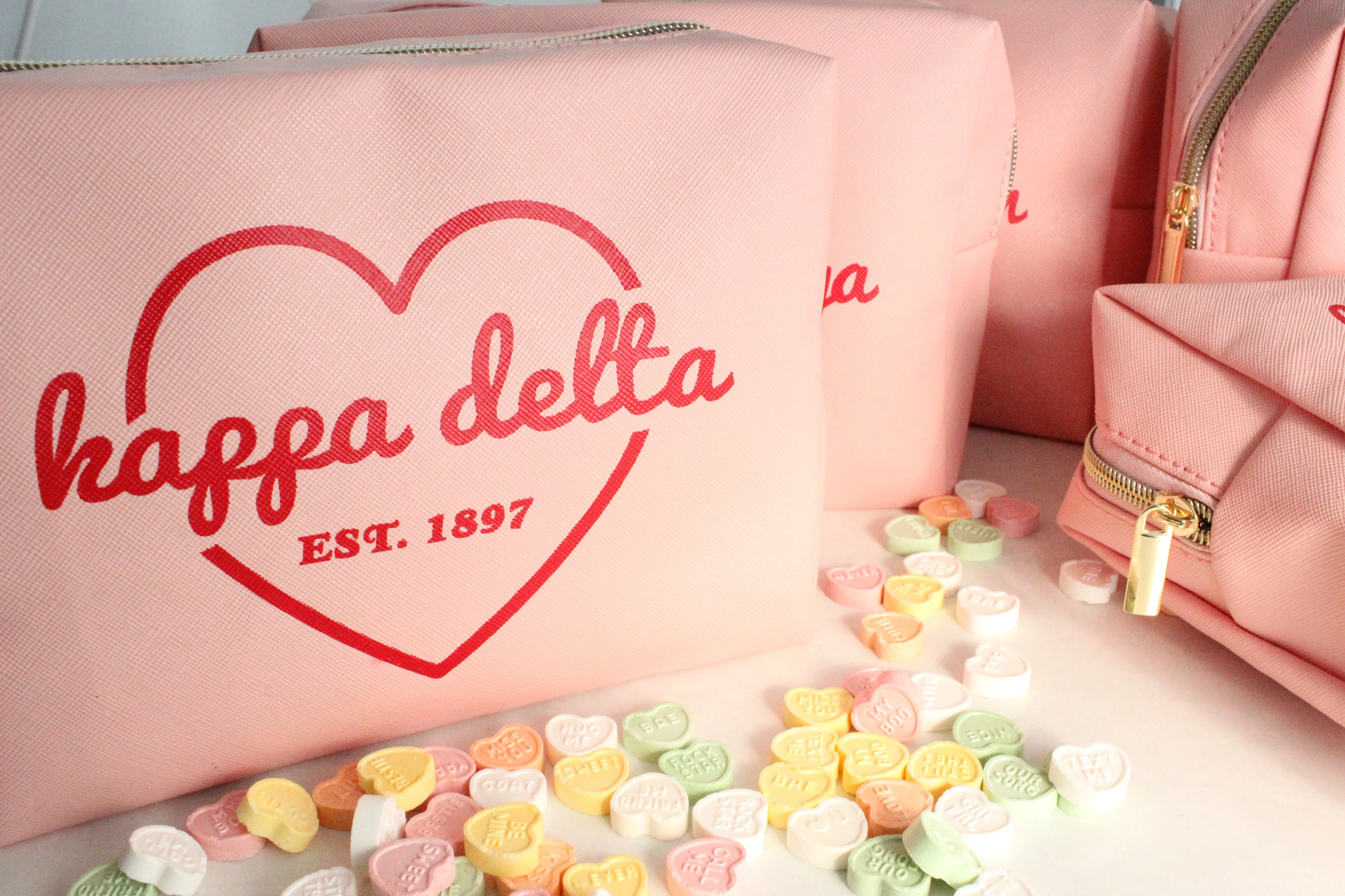 Kappa Delta Pink w/Red Heart Makeup Bag