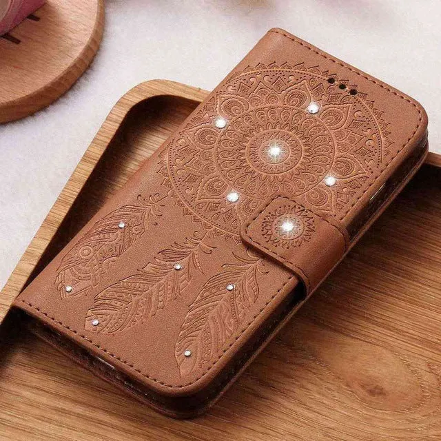 KISSCASE Flower Leather Case For iPhone 7 Plus For iPhone 6 6S Plus 5 5S SE Wallet Bag Case For iPhone 7 6 Card Slot Phone Cover