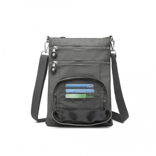 Kono Casual Multi Pocket RFID Blocking Crossbody Bag - Stylish and Secure Grey Bag