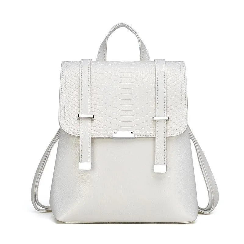 Korean Style Solid Color Fashion PU Embossed Backpack