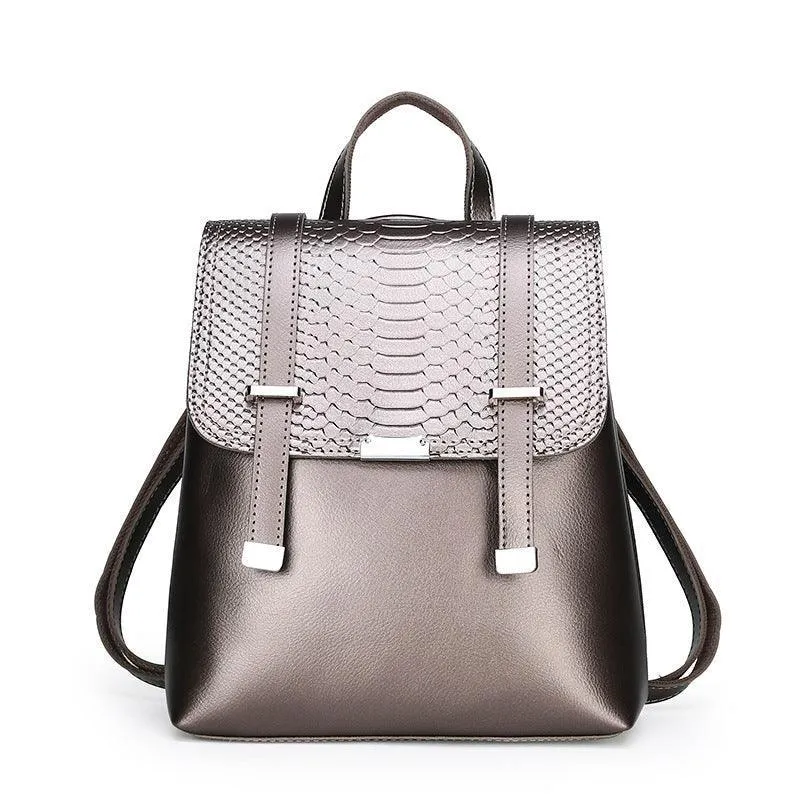 Korean Style Solid Color Fashion PU Embossed Backpack