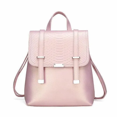 Korean Style Solid Color Fashion PU Embossed Backpack