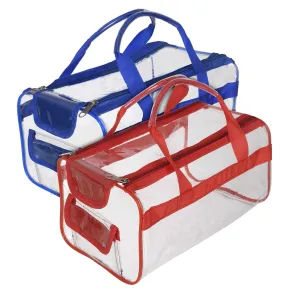 Kuber Industries Small Size Clear PVC Travel Toiletry Bag Handbag Beach Tote Bag Organizer for Men and Women-Set of 2 (Blue & Red) (F_26_KUBBMART017037)