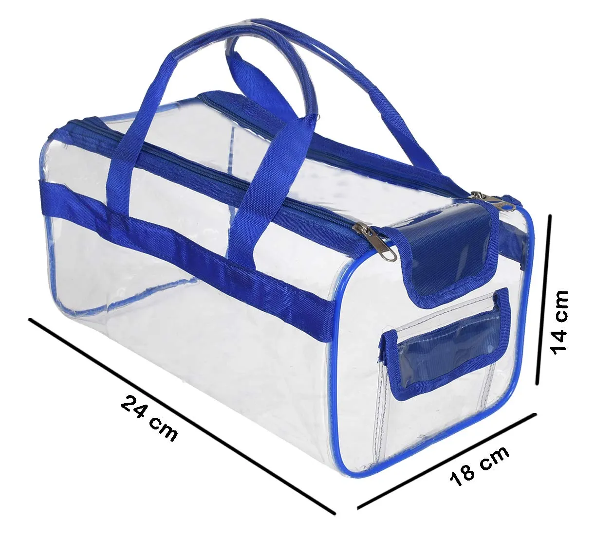 Kuber Industries Small Size Clear PVC Travel Toiletry Bag Handbag Beach Tote Bag Organizer for Men and Women-Set of 2 (Blue & Red) (F_26_KUBBMART017037)