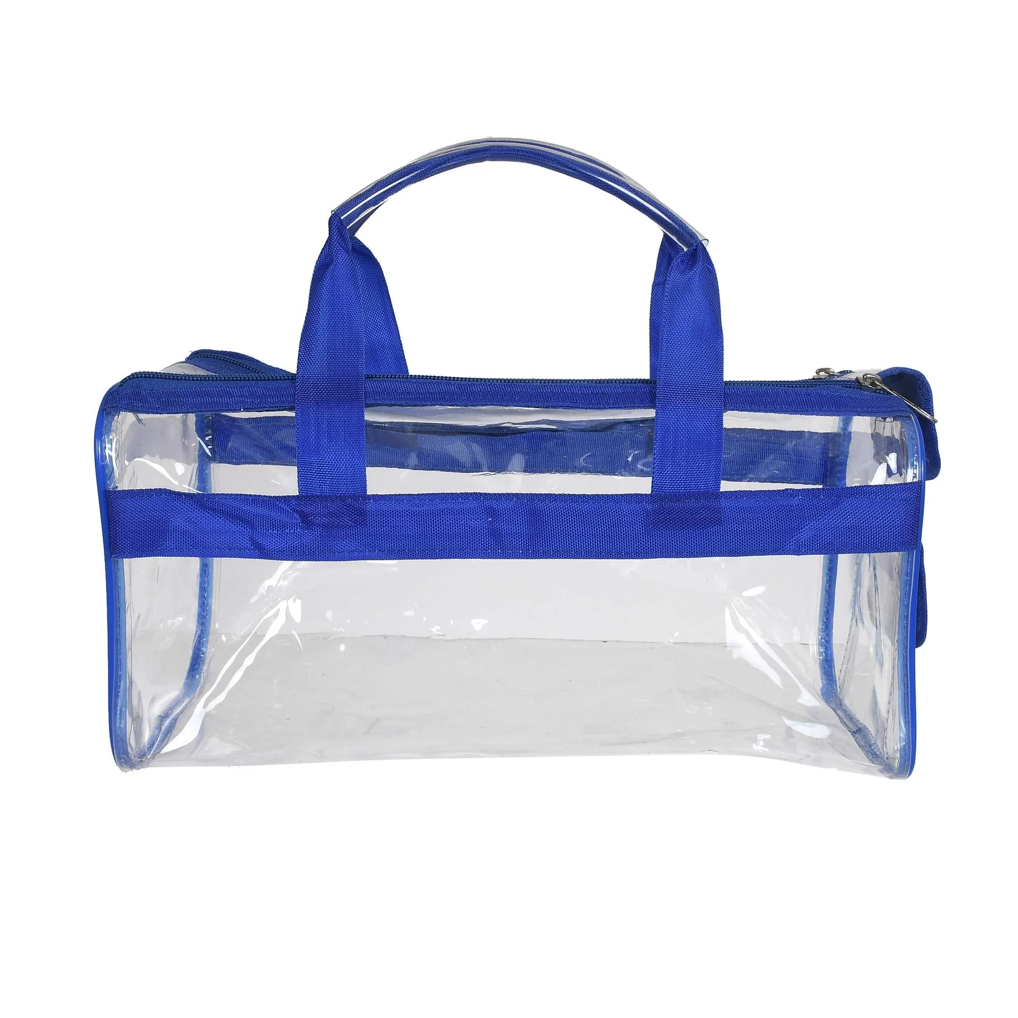 Kuber Industries Small Size Clear PVC Travel Toiletry Bag Handbag Beach Tote Bag Organizer for Men and Women-Set of 2 (Blue & Red) (F_26_KUBBMART017037)