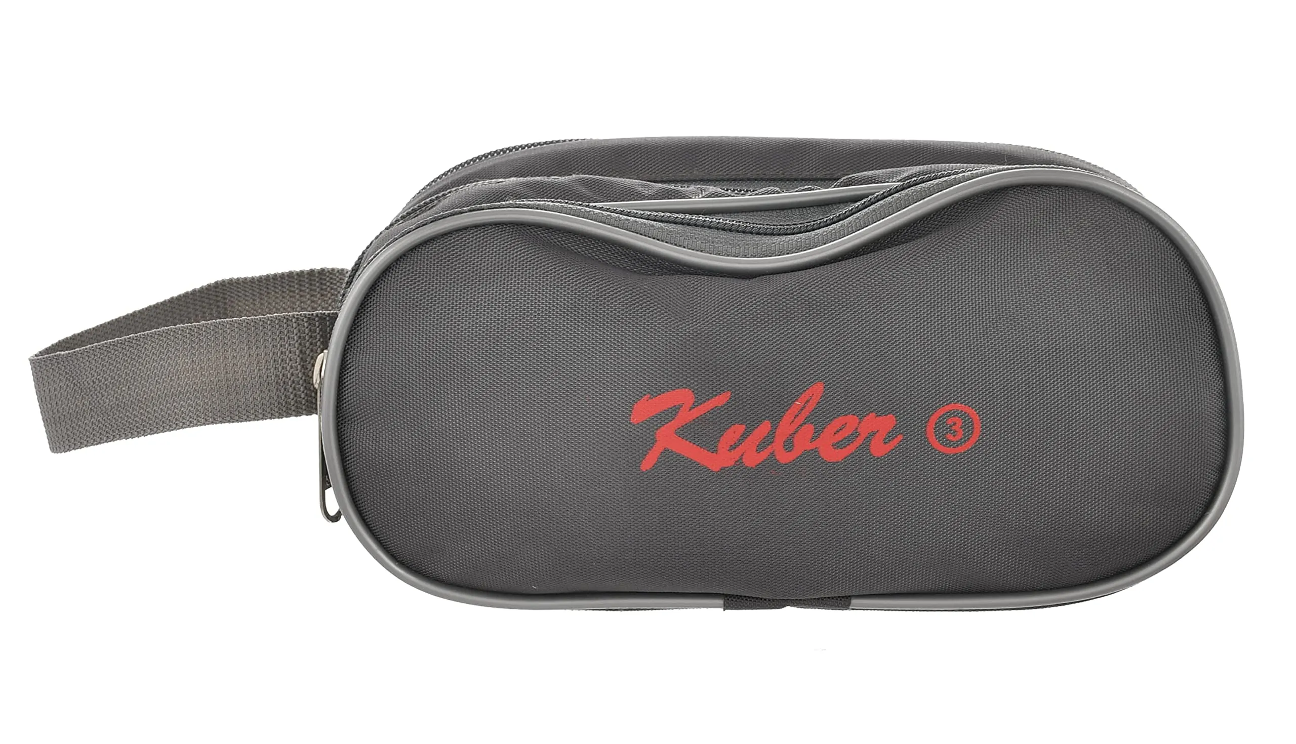 Kuber Industries Travel Toilerty Bag|Shaving Kit for Men|Cosmetic Bag for Travel Accessories|3 Zipper Comparments & Carrying Strip (Grey)-HS43KUBMART26610