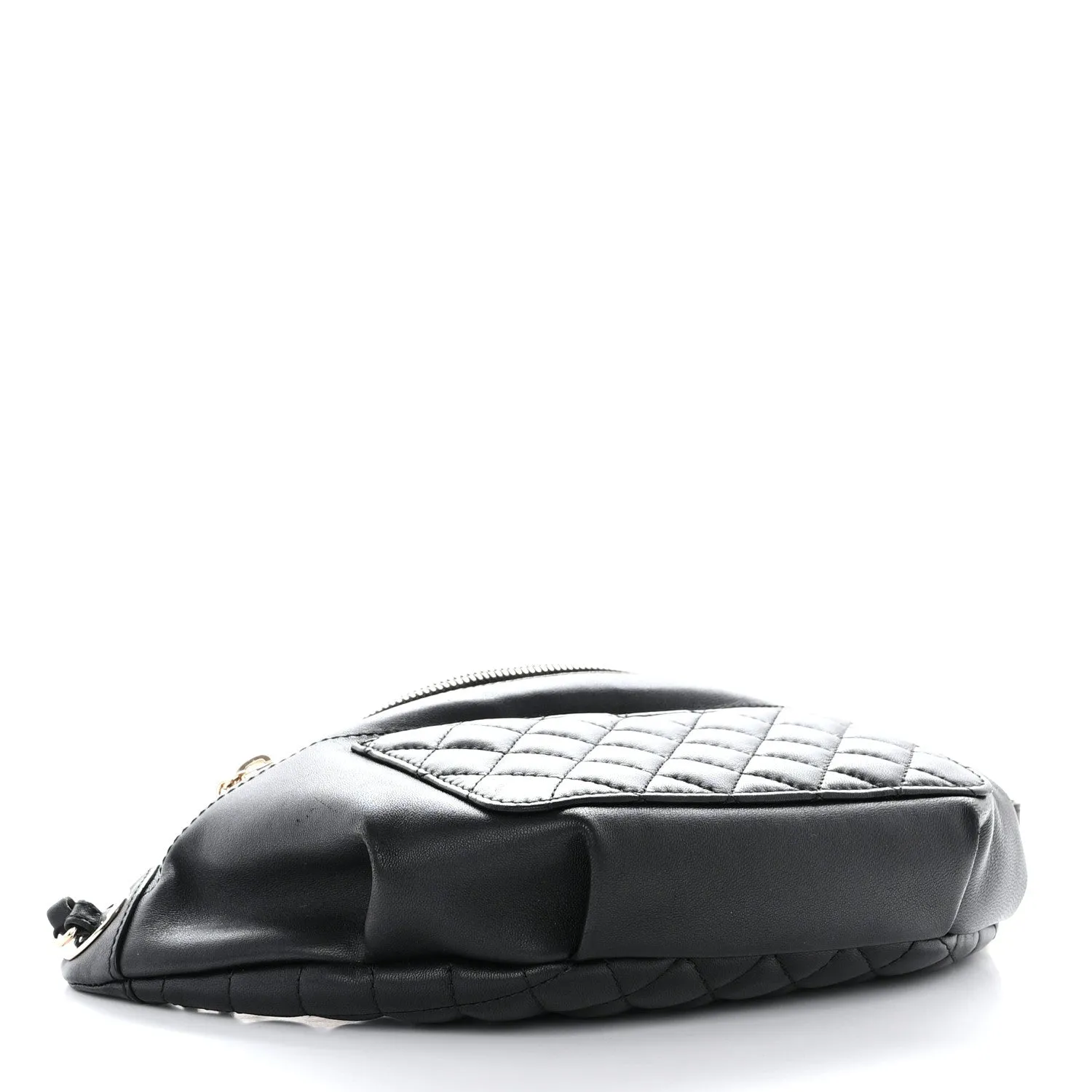 Lambskin Quilted Waist Bag Fanny Pack Black