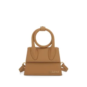 Le Chiquito Noeud Grained Leather Bag in Camel