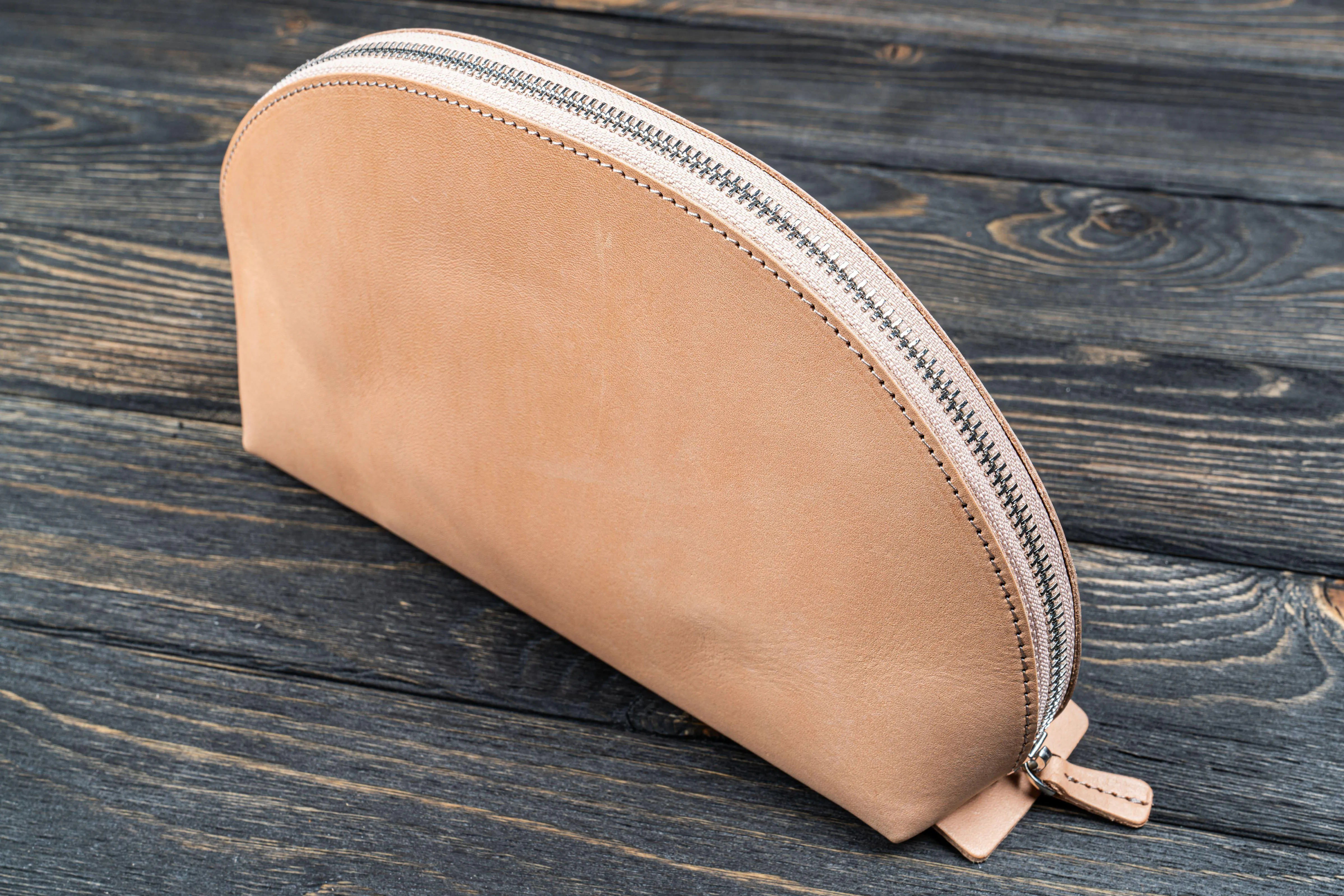 Leather Lunar Makeup / Toiletry Bag - Undyed Leather