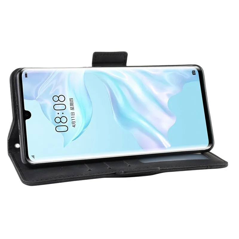 Leather phone case is suitable for Huawei P30 Pro card slot flip protective case Black