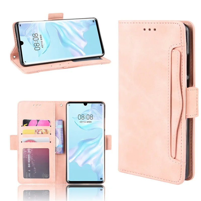 Leather phone case is suitable for Huawei P30 Pro card slot flip protective case Black