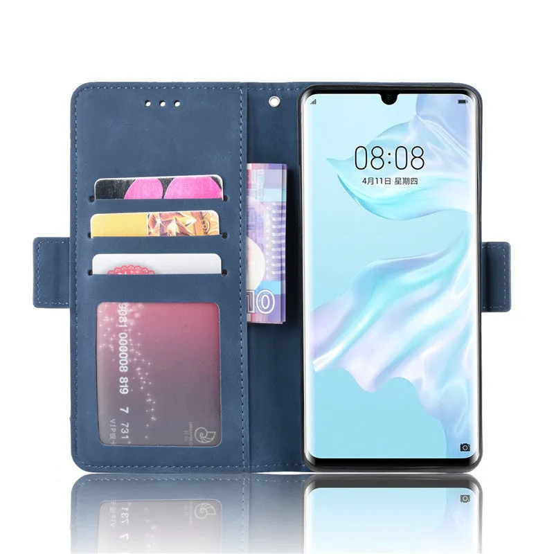 Leather phone case is suitable for Huawei P30 Pro card slot flip protective case Black