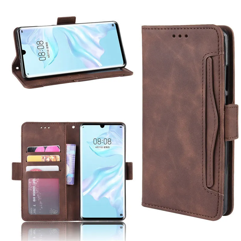 Leather phone case is suitable for Huawei P30 Pro card slot flip protective case Black