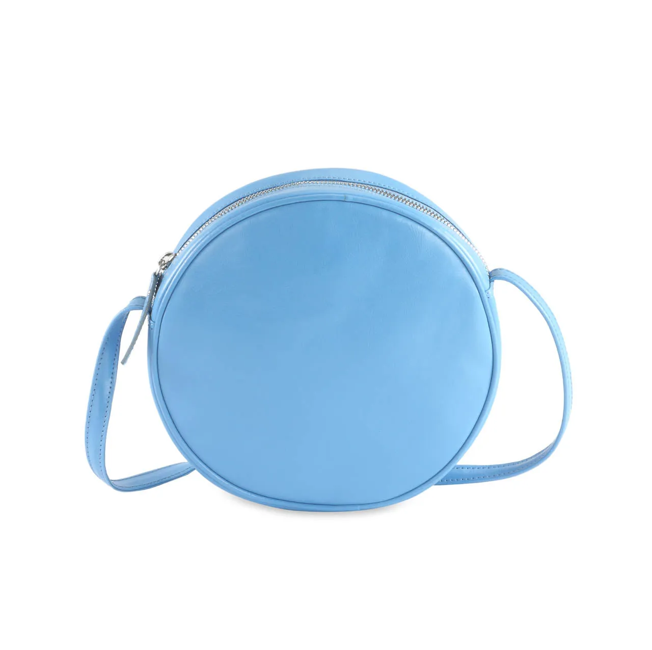 Leather Round Circle Shoulder Bag, Pink | Teal | Sky Blue | Orange | Apple Green