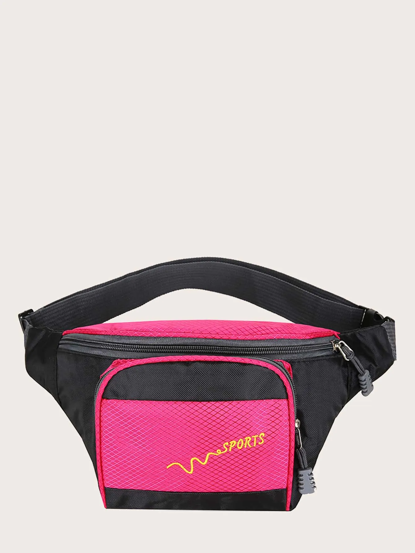 Letter Graphic Double Zipper Fanny Pack