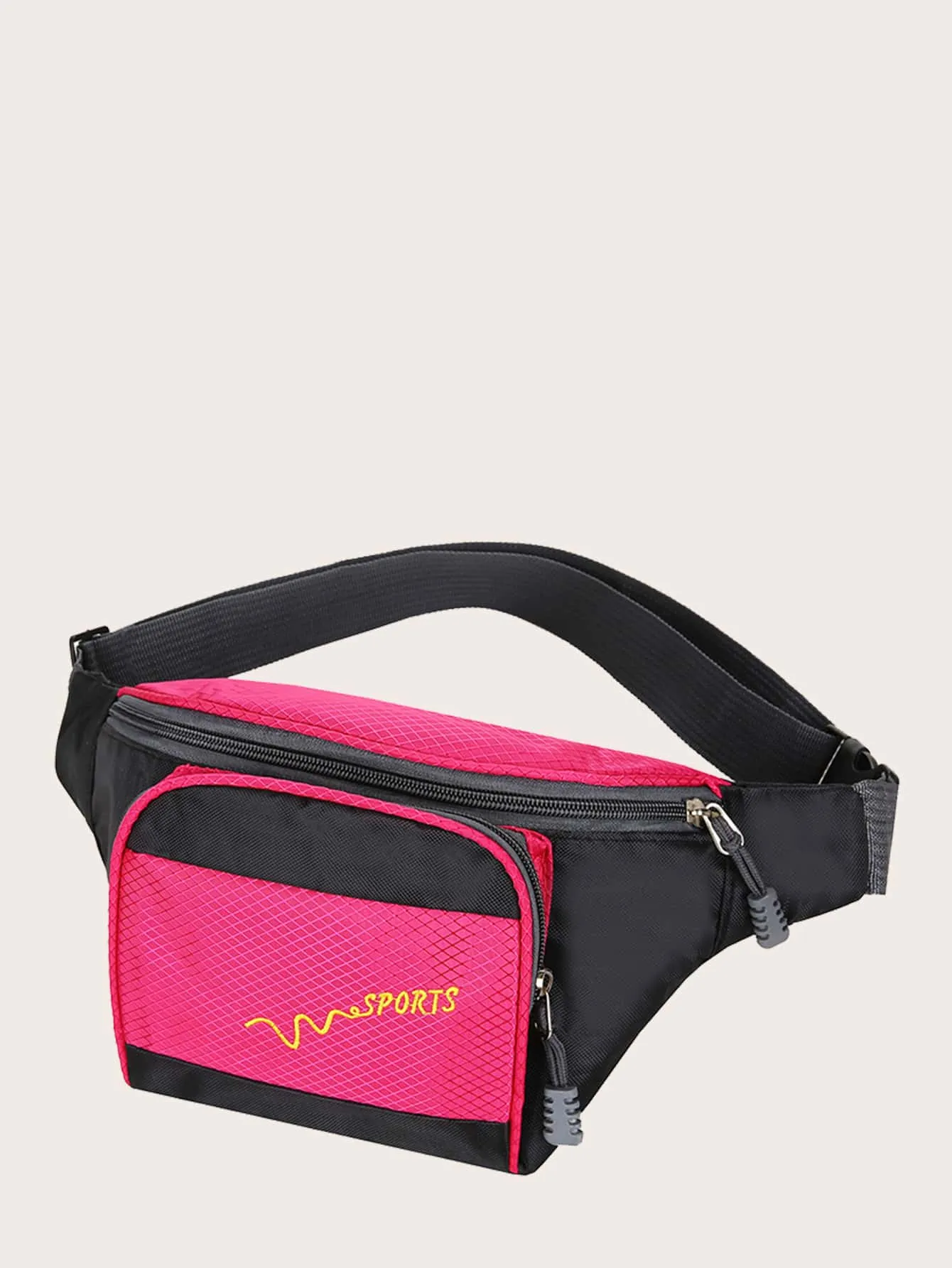 Letter Graphic Double Zipper Fanny Pack