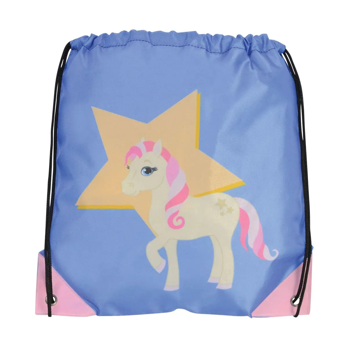 Little Rider Star Pony Blue Drawstring Bag