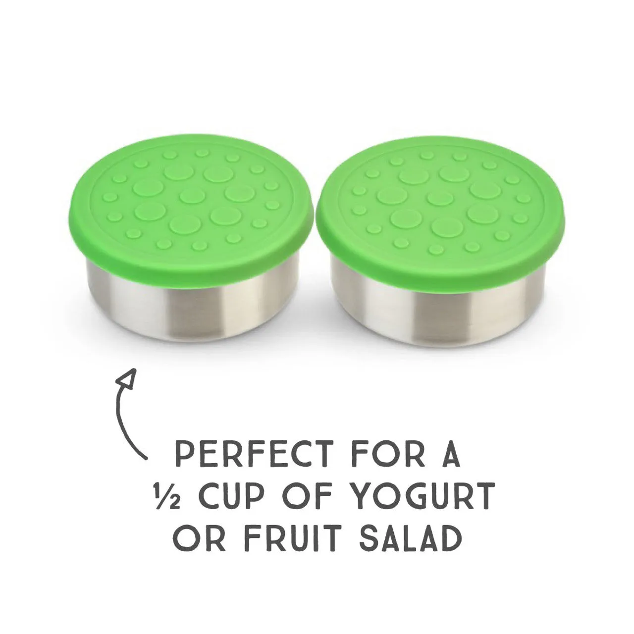 Lunchbots 4.5oz Large Stainless Steel Dip Containers with Silicone Lids - set of 2 - Assorted Colours