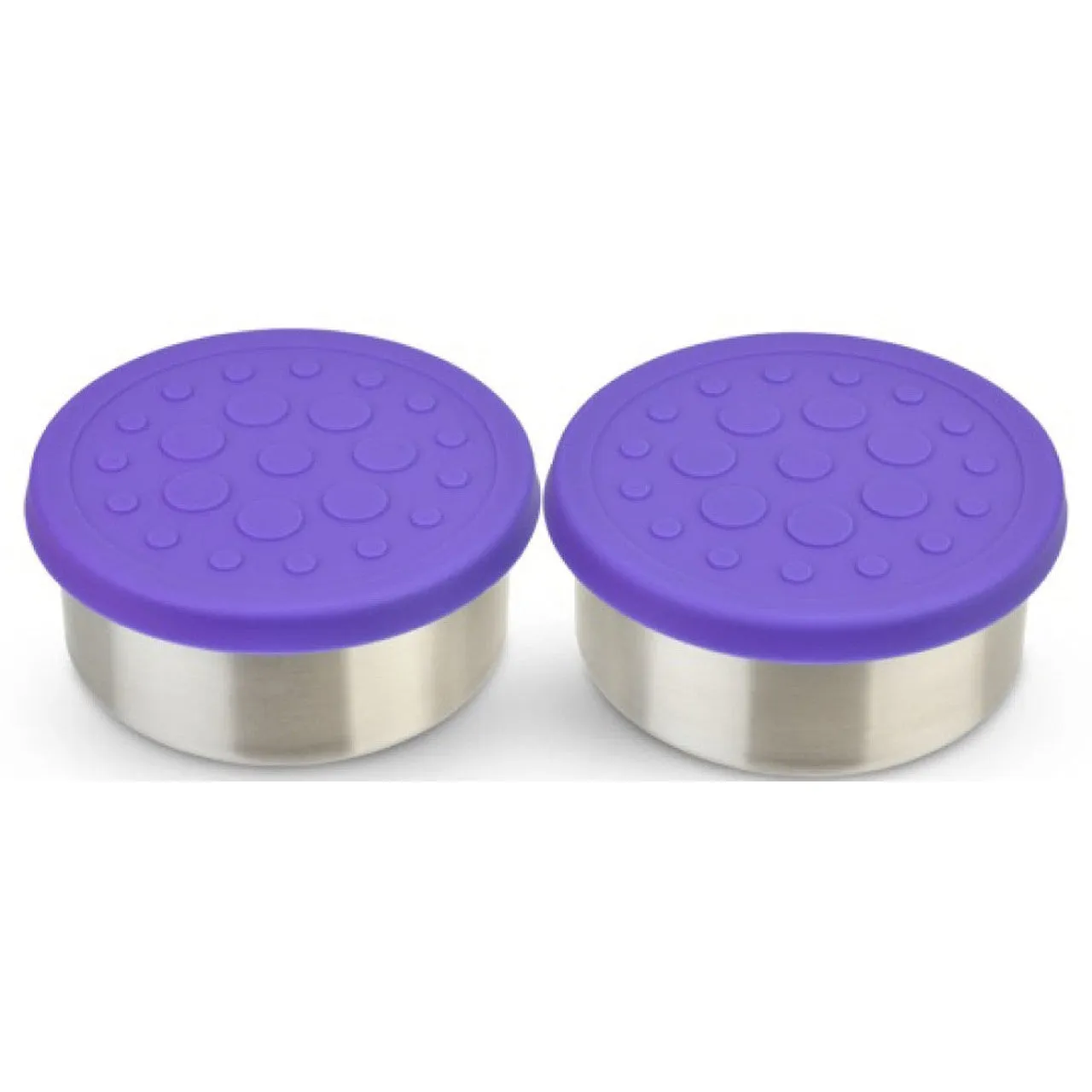 Lunchbots 4.5oz Large Stainless Steel Dip Containers with Silicone Lids - set of 2 - Assorted Colours