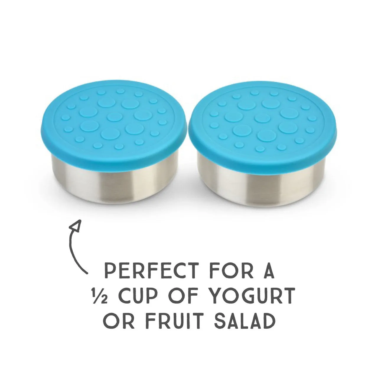 Lunchbots 4.5oz Large Stainless Steel Dip Containers with Silicone Lids - set of 2 - Assorted Colours