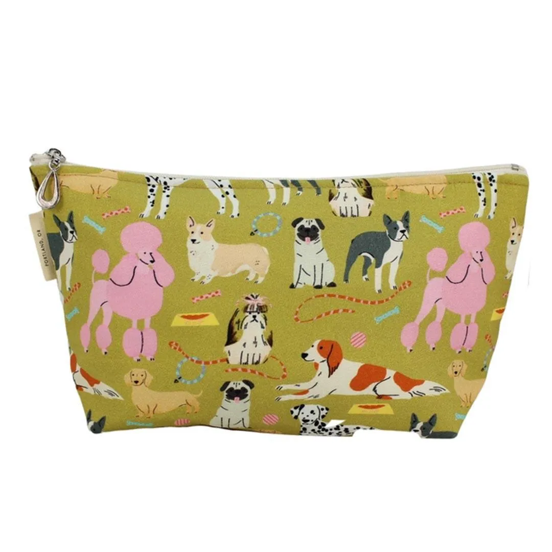 Makeup Bag - Medium - Dogs (Olive Multi) by Dana Herbert