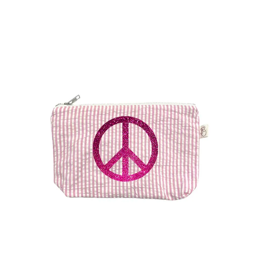 Makeup Bag: Pink Seersucker