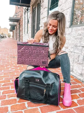 Makeup Junkie Bags - Pink Patent Leopard Jumbo / Laptop Case [Pre Order]