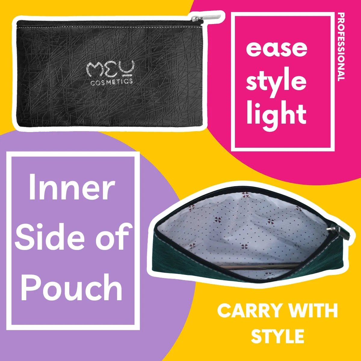 Makeup Pouch Black With Silver Logo