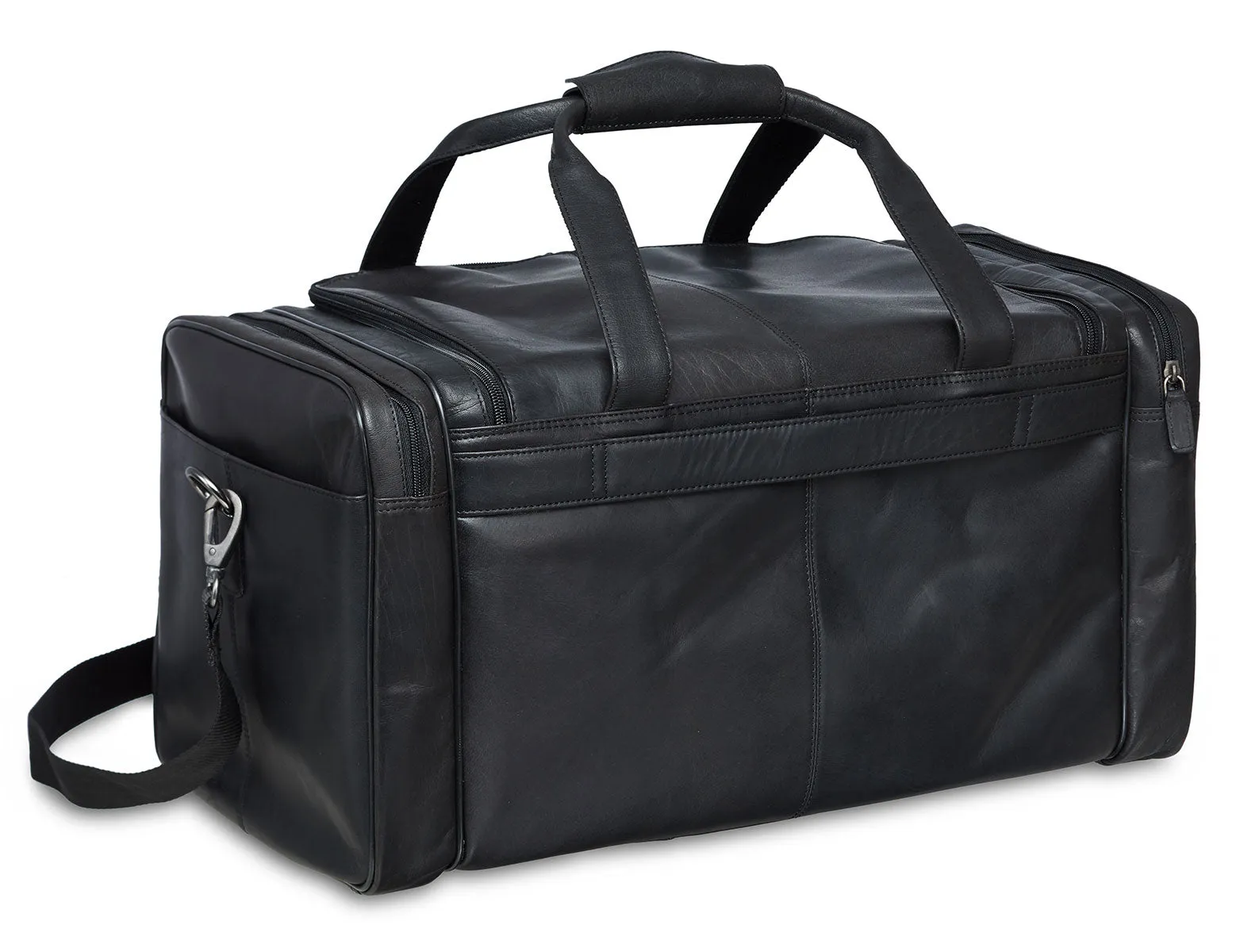 Mancini Leather Carry-on Duffle Bag, 20" x 10.75" x 10.75", Black