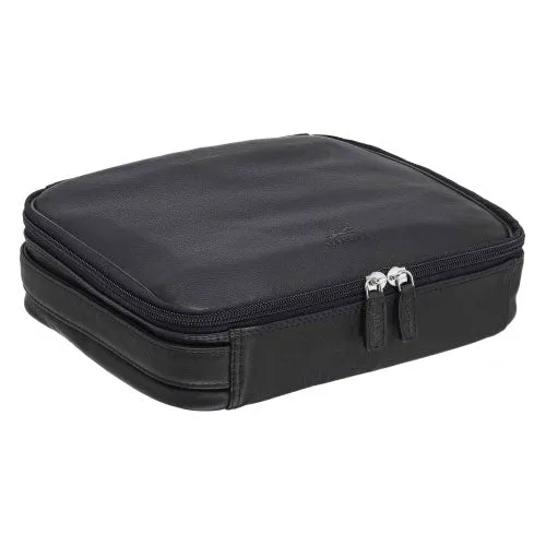 Mancini Leather Large Zippered Toiletry Bag, 10.5" x 8" x 3", Black