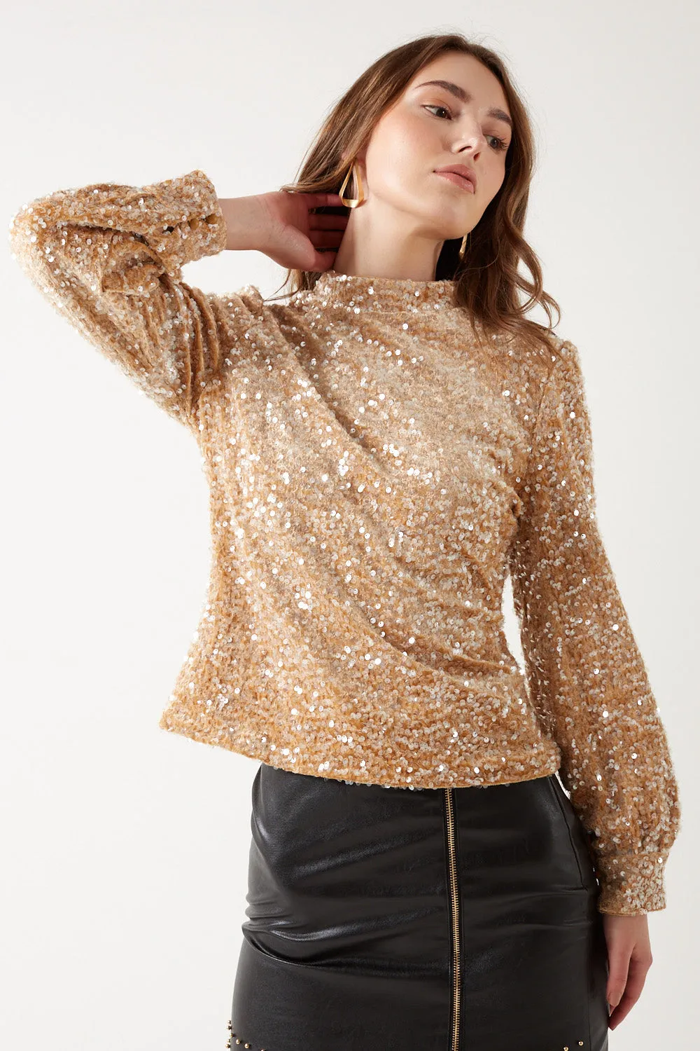 Marc Angelo Sequin High Neck Top