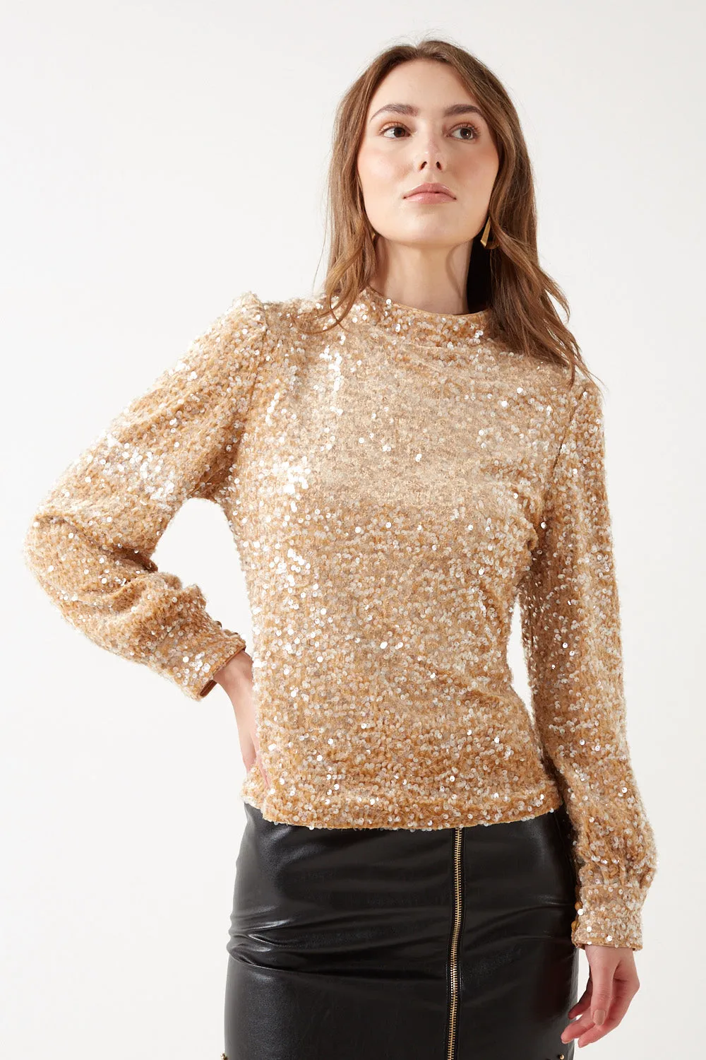 Marc Angelo Sequin High Neck Top